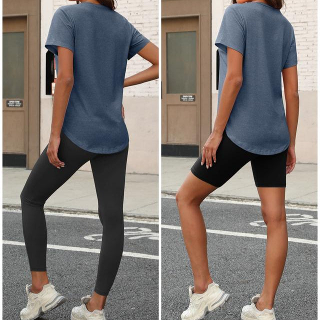 BRYSHA® 4-Pack V-Neck T-Shirts for Women – Soft, Relaxed Fit with Curved Hem