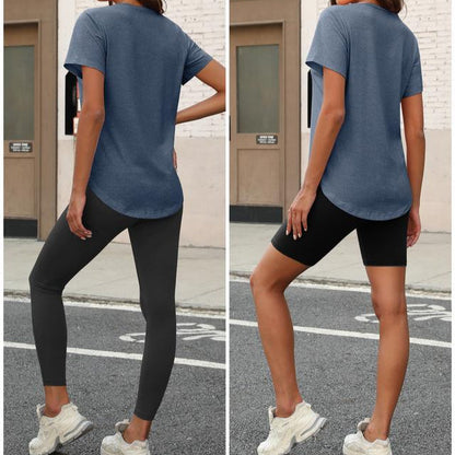 BRYSHA® 4-Pack V-Neck T-Shirts for Women – Soft, Relaxed Fit with Curved Hem